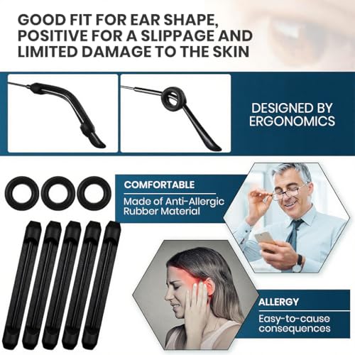 MAYCREATE® 50PCS Eyeglasses Retainers Sets, Silicone Anti-Slip Eyeglass Holder, Comfort Ear Grip Hooks Protectors for Spectacle Sunglasses Reading Glasses Eyewear, Black MAYCREATE® 50PCS Eyeglasses Retainers Sets, Silicone Anti-Slip Eyeglass Holder, Comfort Ear Grip Hooks Protectors for Spectacle Sunglasses Reading Glasses Eyewear, Black